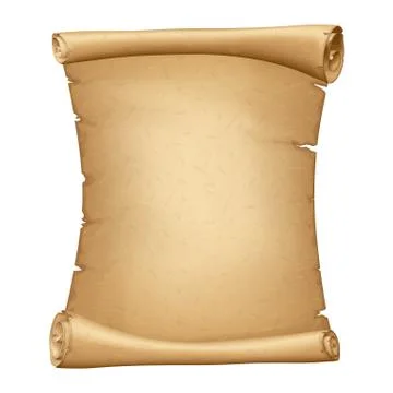 Old Paper Scroll. Vertical Parchment. Ancient Vintage Papyrus. Detailed Cardb Stock Illustration