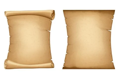 Old Paper Scroll. Vertical Parchment. Ancient Vintage Papyrus. Cardboard Bann 스톡 일러스트