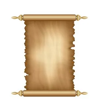 Old Paper Scroll. Vertical Parchment. Ancient Vintage Papyrus. Cardboard Bann 스톡 일러스트