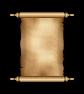 Old Paper Scroll. Vertical Parchment. Ancient Vintage Papyrus. Cardboard Bann Stock Illustration