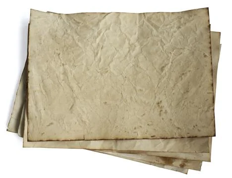 Old Paper Stack Isolated on White Background. Stock Photos