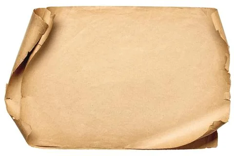 Old paper texture background, isolated scroll faded from time. Stock Photos