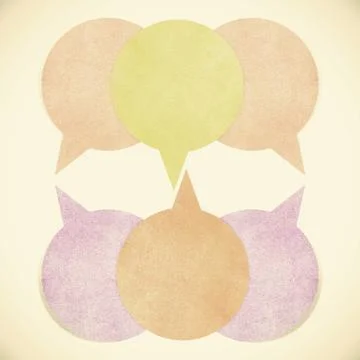 Old paper texture ,bubble talk tag on white background Stock Illustration