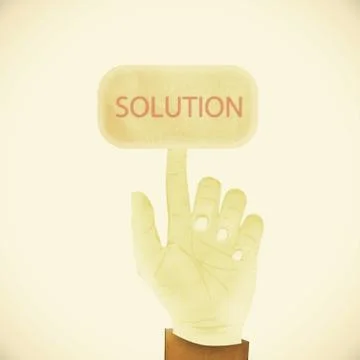 Old paper texture ,hand gesture pointing at solution Stock Illustration