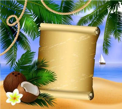 Old paper on tropical background Illustrazione stock