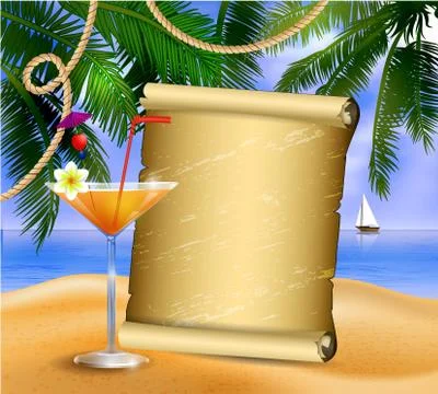 Old paper on tropical background Stock Illustration