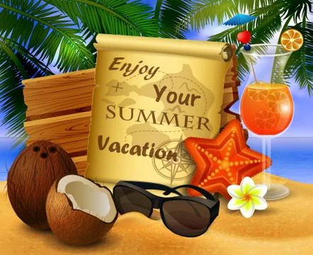 Old paper on tropical background Stock Illustration