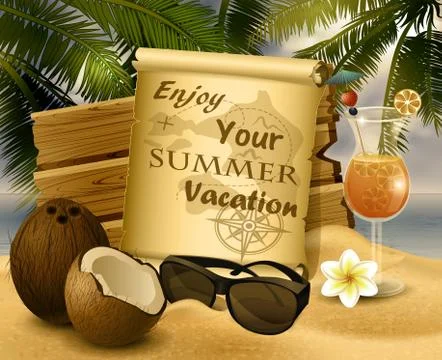 Old paper on tropical background Stock Illustration