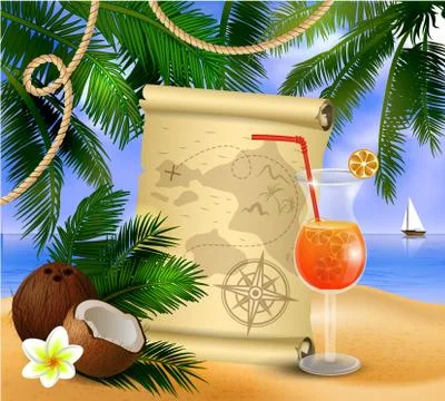 Old paper on tropical background Stock Illustration