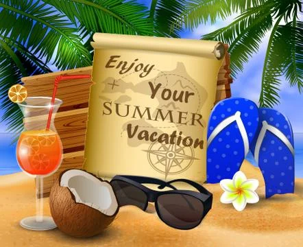 Old paper on tropical background Stock Illustration