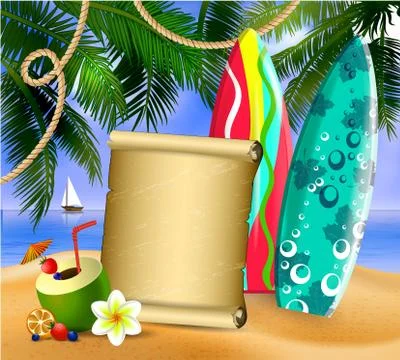 Old paper on tropical background 스톡 일러스트