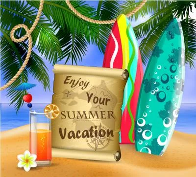 Old paper on tropical background Stock Illustration