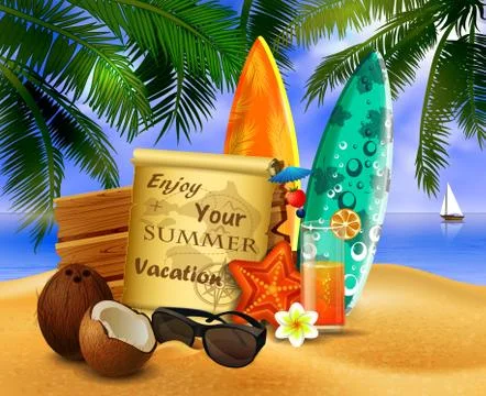 Old paper on tropical background 스톡 일러스트