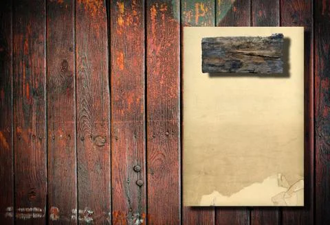 Old paper on wood background Stock Illustration