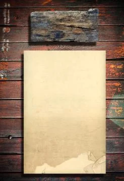 Old paper on wood background Stock Illustration