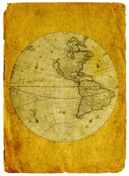 Old paper world map. Stock Photos