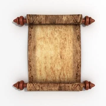 Old papyrus scroll isolated on white background 3d illustration Stock Illustration