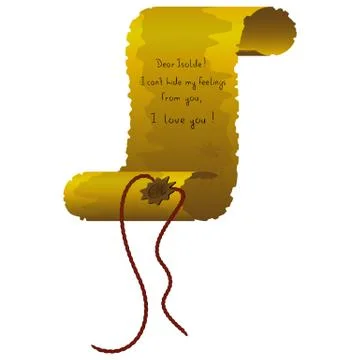 Old parchment with a beautiful declaration of love Stock Illustration