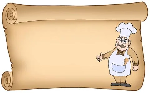 Old parchment with chef Stock Illustration