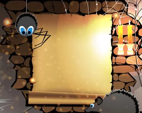 Old parchment in a dark dungeon Stock Illustration