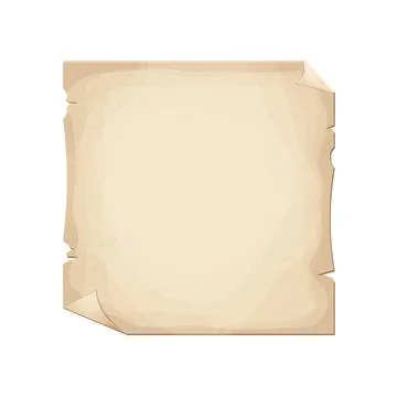 Old parchment paper, page empty medieval letter in cartoon style isolated on Stock Illustration