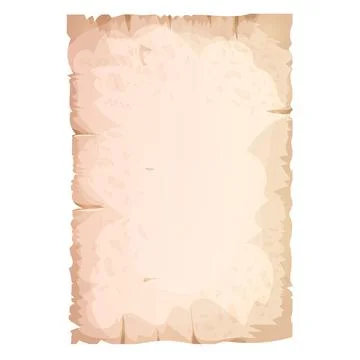 Old parchment paper, page empty medieval letter in cartoon style isolated on Stock Illustration