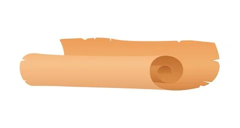 Old parchment paper roll, rolled scroll of antique papyrus, medieval document Stock Illustration
