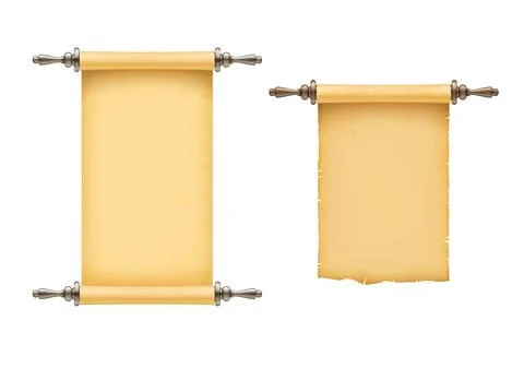 Old parchment paper scroll, papyrus manuscript Illustrazione stock