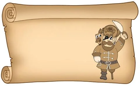 Old parchment with pirate Stockillustratie