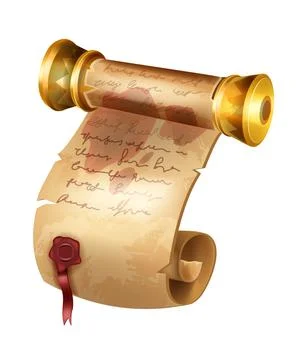 Old parchment scroll paper, vector ancient papyrus document illustration イラスト素材