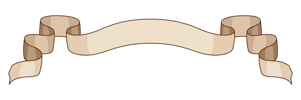 Old parchment scroll ribbon. Decorative paper swirl banner. Stock Illustration