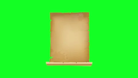 Old Parchment Scroll Unrolls on Green Screen: Vintage Paper for Announcemen.. Stock Footage 334241957