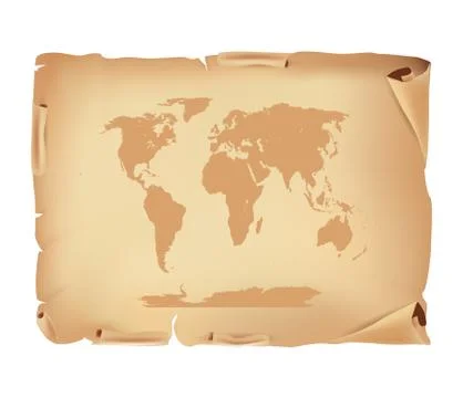 Old parchment with world map Stock Illustration