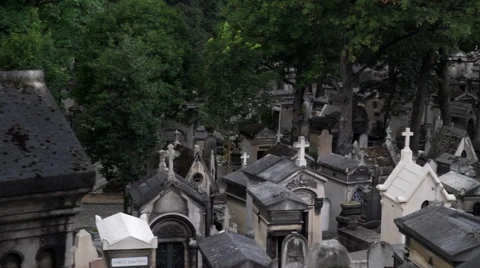 Old Paris Graveyard Viewed from Hill Stock Footage 58514253
