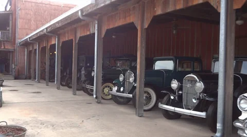 Old Parked Automobiles Stock Footage 34377049