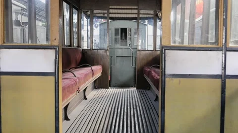 Old passenger cabin of a train Stock Footage 56892326