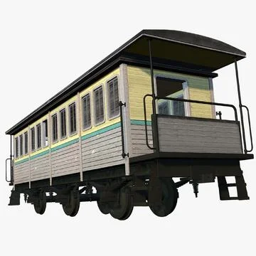 Old Passenger Train 3D Model
