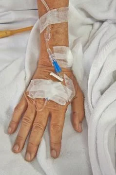 Old patient's hand Stock Photos