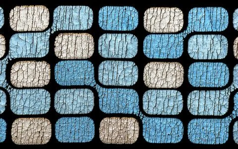 Old pattern with cracked shapes on black Stock Photos