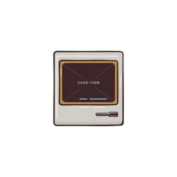 Old PC flat icon design. Cute retro colors. Classic computer isolated on white Illustrazione stock