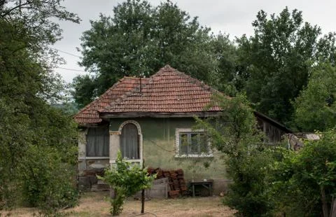 Old peasant house in a village in Romania. Stock Photos