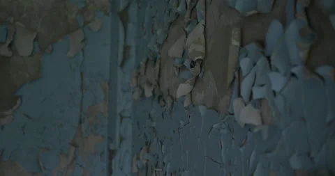 Old peeling blue paint on the wall Stock Footage 200945633