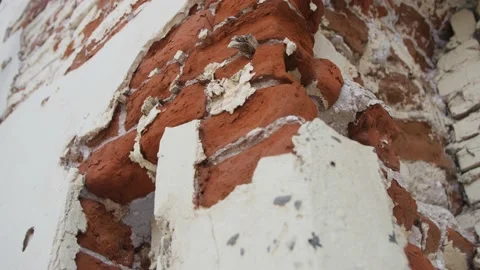 An Old Peeling Brick Wall. Stock Footage 195934861