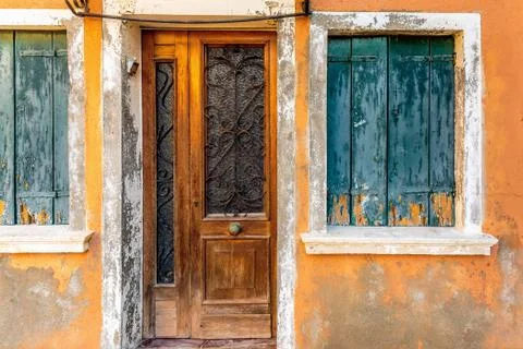 Old peeling facade Stock Photos