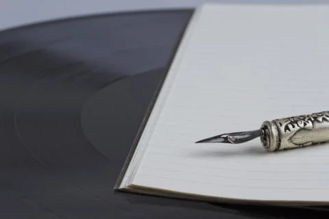Old pen and vinyl Stock Photos