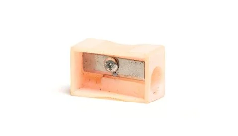Old pencil sharpner on white background 库存照片