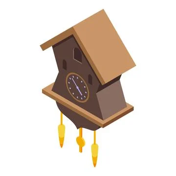 Old pendulum watch icon isometric vector. Cuckoo Clock Stock Illustration