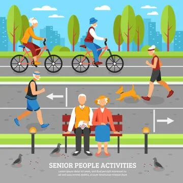 Old People Activities Background Illustrazione stock