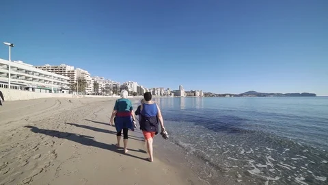 Old people on the beach Stock Footage 89693152