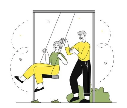 Old people carefree vector linear Stock Illustration